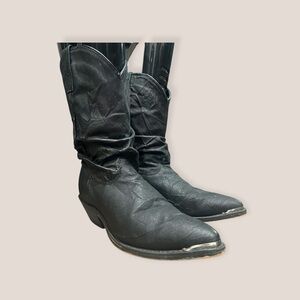 Dingo Black Leather Slouch Cowboy Boots | Pointed Toe | Women’s 8